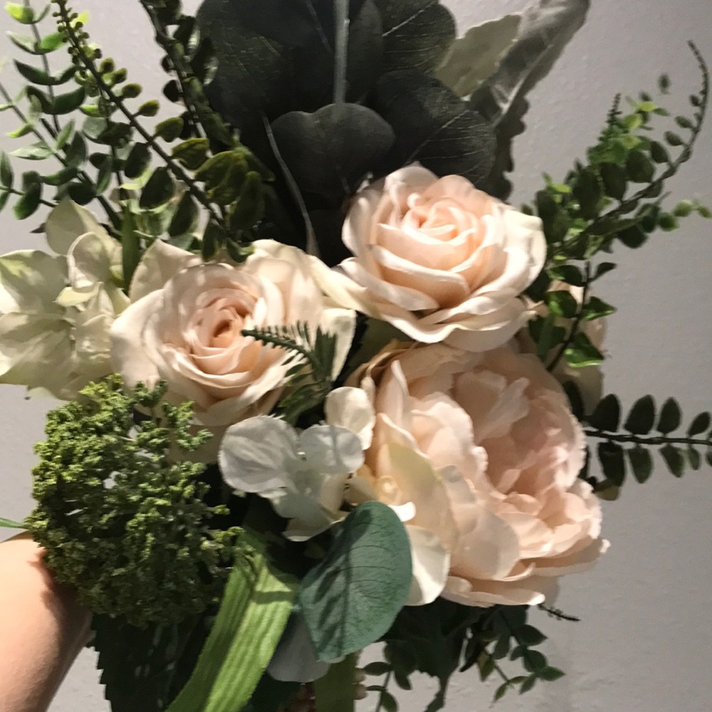 NEW Wedding Bouquet, Blush Pink Faux Bridal Free Grooms Bout FINAL SALE